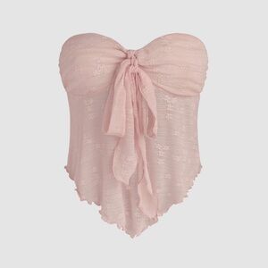 Cider Pink Floral Tie-Front Tube Top